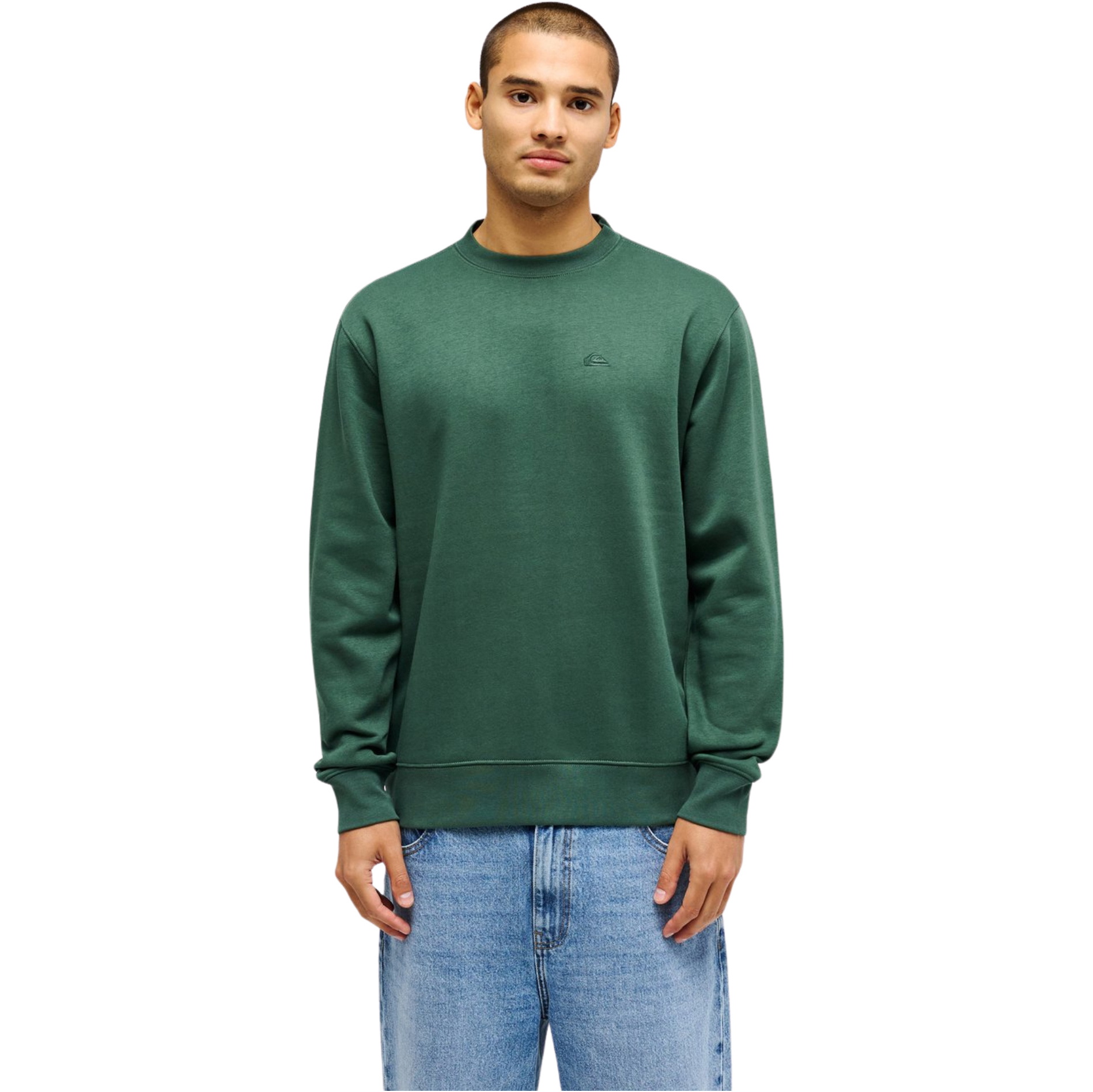 2026 Quiksilver Mens Salt Water Crew Sweatshirt EQYFT05158 - Forest